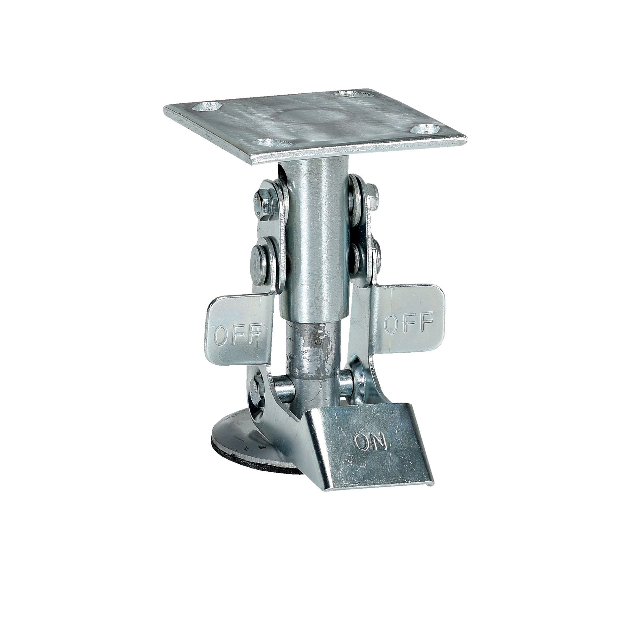 Vestil Steel Top Mount Floor Lock - Silver, 4.875in. Retracted Height, 5.625in. Extended Height, Model# FL-LK-4E